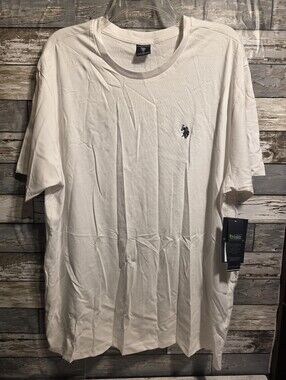 U.S. Polo Assn. Men's White Short Sleeve Crewneck Tee with Navy Logo